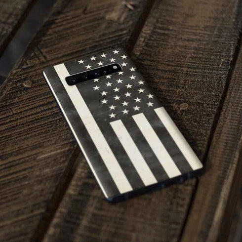Black & White USA Flag Galaxy S10 Plus Skin
