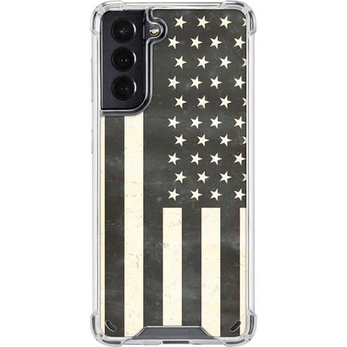 Black & White USA Flag Galaxy S21 5G Clear Case