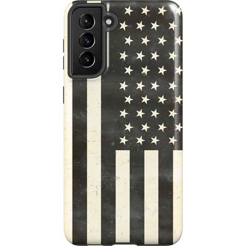 Black & White USA Flag Galaxy S21 FE Pro Case