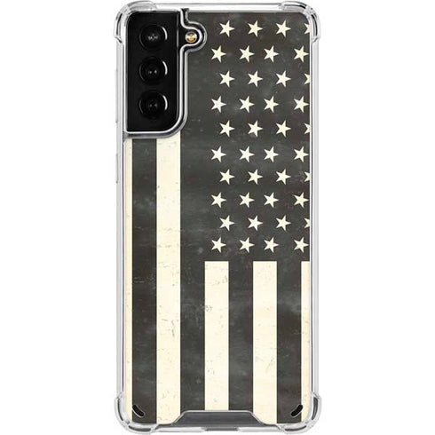 Black & White USA Flag Galaxy S21 Plus 5G Clear Case