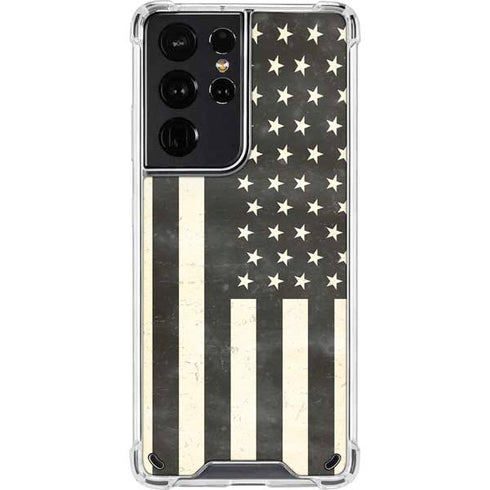 Black & White USA Flag Galaxy S21 Ultra 5G Clear Case