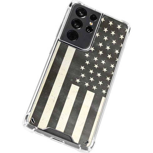 Black & White USA Flag Galaxy S21 Ultra 5G Clear Case
