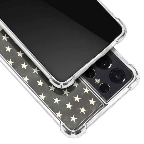Black & White USA Flag Galaxy S21 Ultra 5G Clear Case