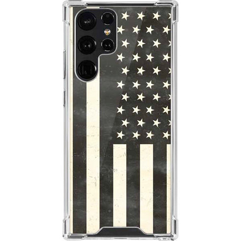 Black & White USA Flag Galaxy S22 Ultra Clear Case