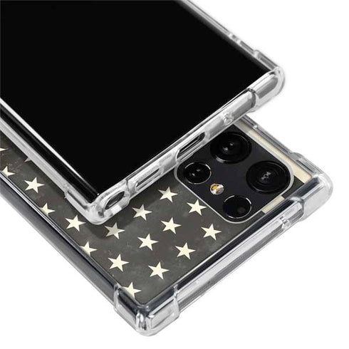 Black & White USA Flag Galaxy S22 Ultra Clear Case