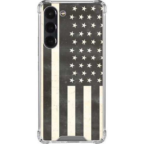 Black & White USA Flag Galaxy S23 Plus Clear Case