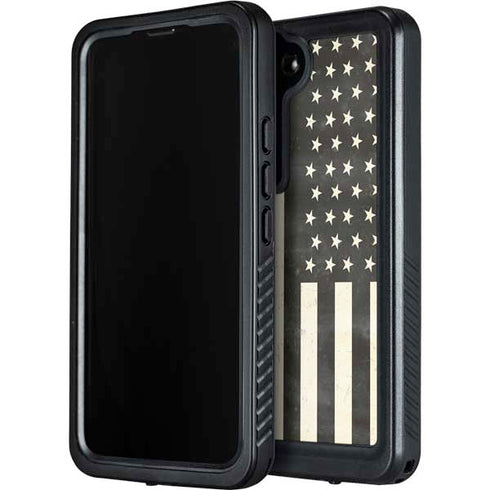 Black & White USA Flag Galaxy S23 Plus Waterproof Case