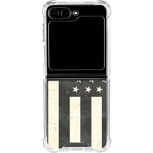 Black & White USA Flag Galaxy Z Flip5 5G Clear Case