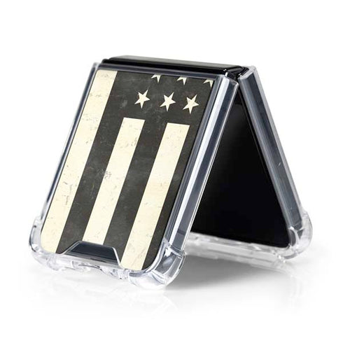 Black & White USA Flag Galaxy Z Flip5 5G Clear Case