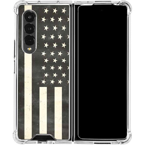 Black & White USA Flag Galaxy Z Fold4 5G Clear Case