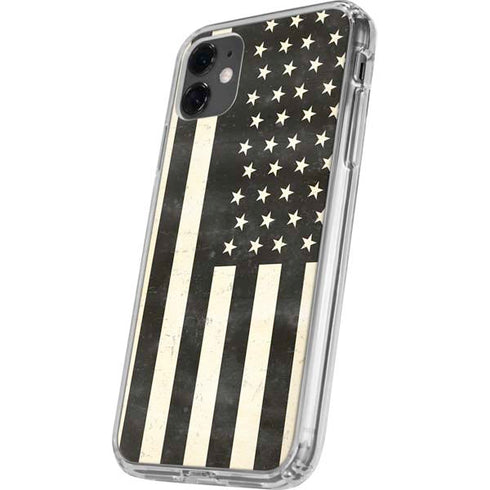Black & White USA Flag iPhone 11 Clear Case