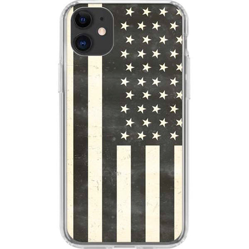 Black & White USA Flag iPhone 11 Clear Case