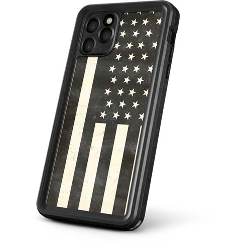 Black & White USA Flag iPhone 11 Pro Max Waterproof Case