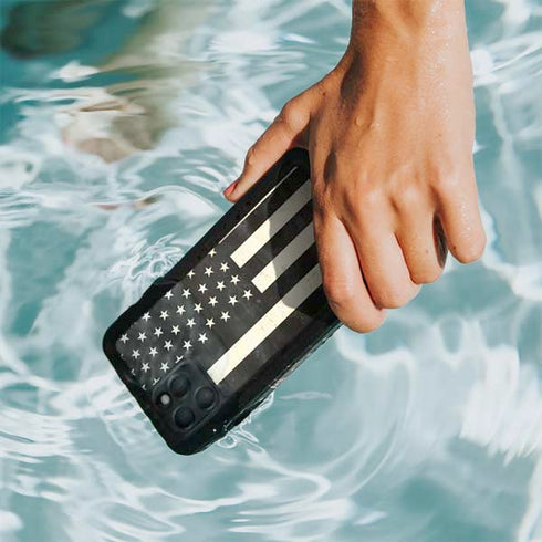 Black & White USA Flag iPhone 11 Pro Max Waterproof Case