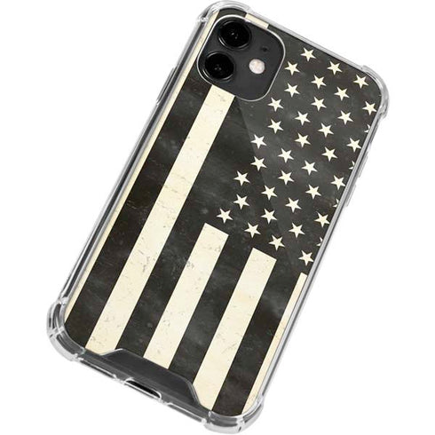 Black & White USA Flag iPhone 12 Clear Case