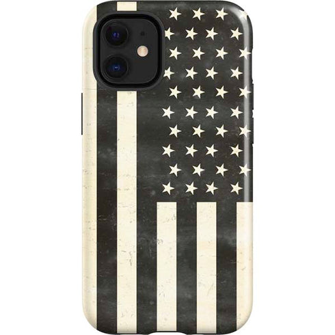 Black & White USA Flag iPhone 12 Mini Impact Case