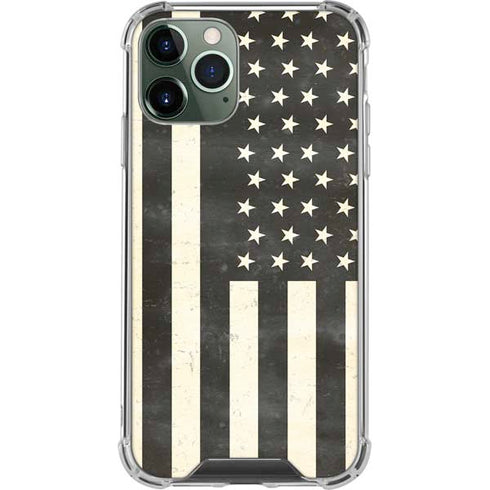 Black & White USA Flag iPhone 12 Pro Clear Case