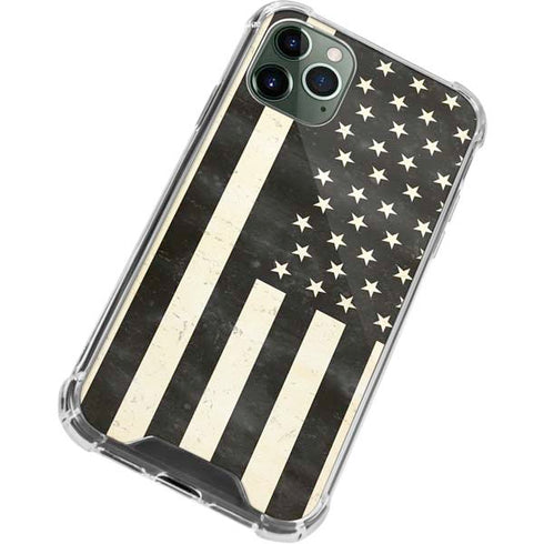 Black & White USA Flag iPhone 12 Pro Clear Case