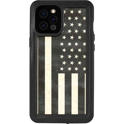 Black & White USA Flag iPhone 12 Pro Max Waterproof Case