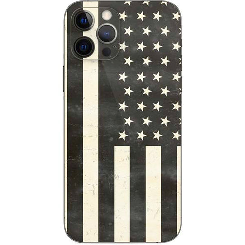 Black & White USA Flag iPhone 12 Pro Skin