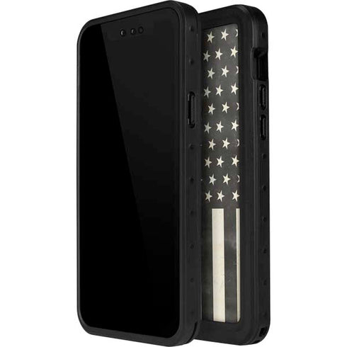 Black & White USA Flag iPhone 12 Pro Waterproof Case