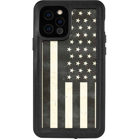 Black & White USA Flag iPhone 12 Pro Waterproof Case
