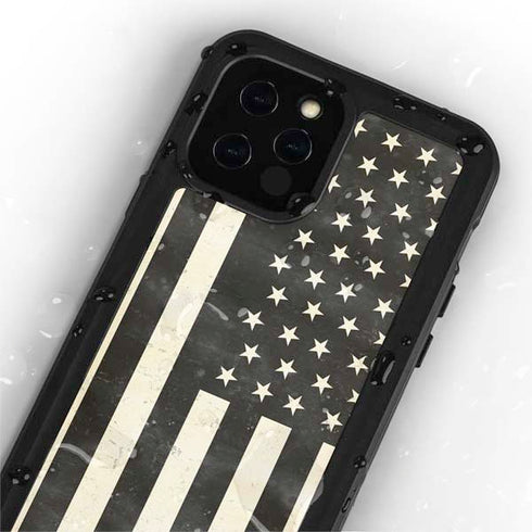 Black & White USA Flag iPhone 12 Pro Waterproof Case