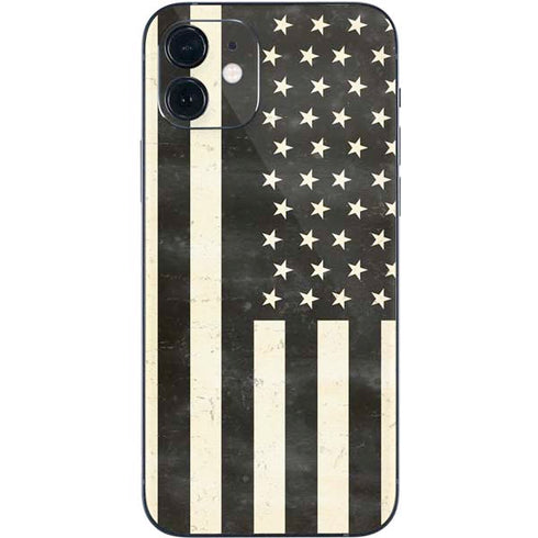 Black & White USA Flag iPhone 12 Skin