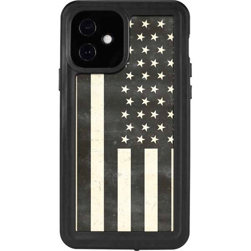 Black & White USA Flag iPhone 12 Waterproof Case