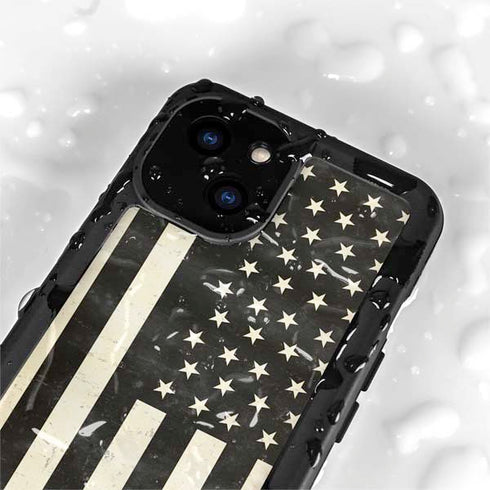 Black & White USA Flag iPhone 13 Mini Waterproof Case