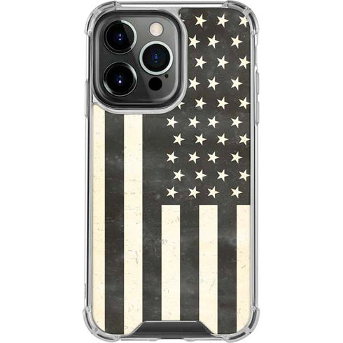 Black & White USA Flag iPhone 13 Pro Clear Case
