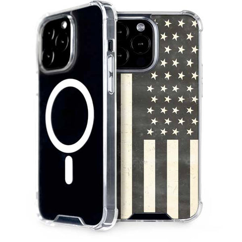 Black & White USA Flag iPhone 13 Pro Max MagSafe Case