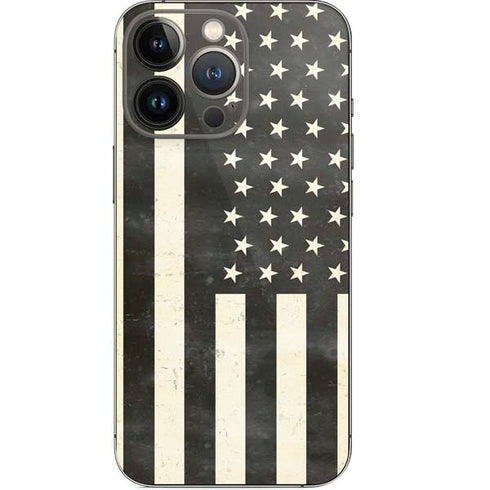 Black & White USA Flag iPhone 13 Pro Skin