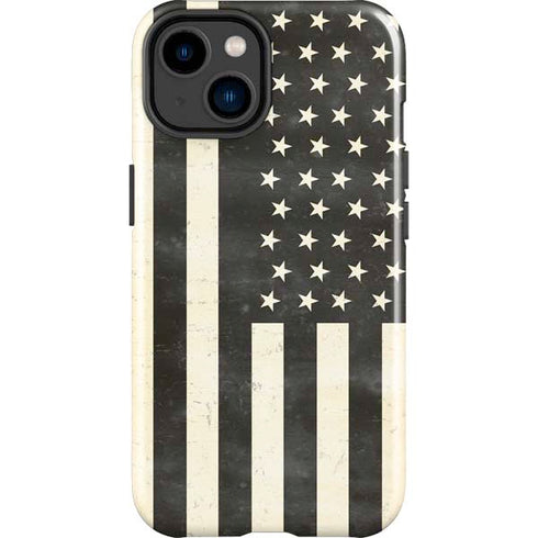 Black & White USA Flag iPhone 15 Plus Impact Case