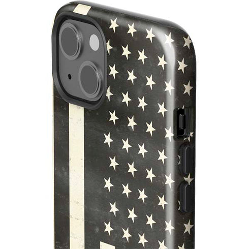 Black & White USA Flag iPhone 15 Plus Impact Case