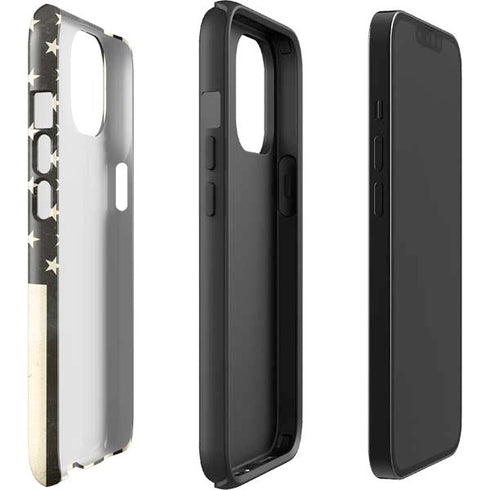 Black & White USA Flag iPhone 14 Plus Impact Case