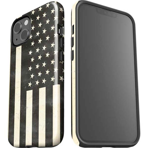 Black & White USA Flag iPhone 14 Plus Impact Case