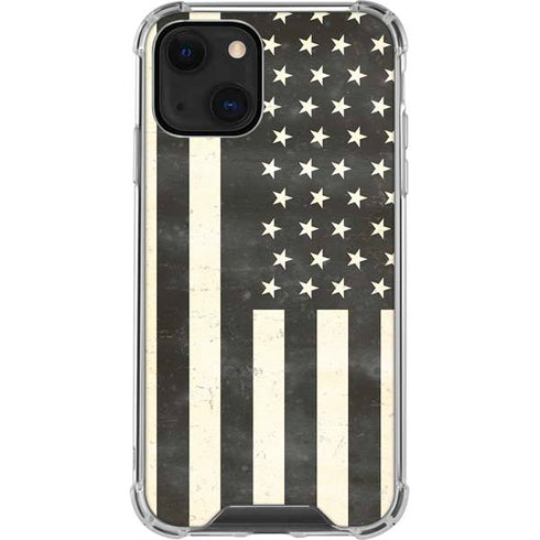 Black & White USA Flag iPhone 14 Plus Clear Case