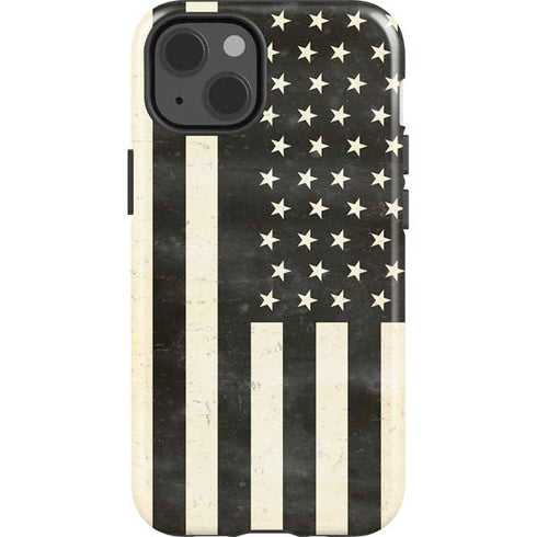 Black & White USA Flag iPhone 14 Impact Case