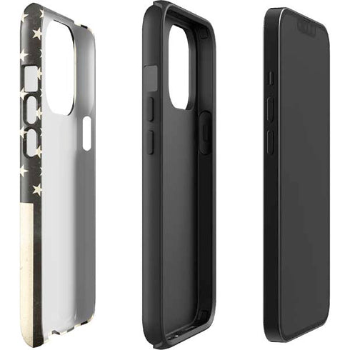 Black & White USA Flag iPhone 15 Pro Impact Case