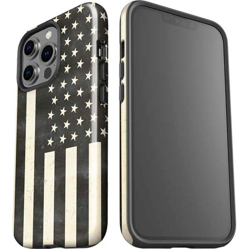 Black & White USA Flag iPhone 15 Pro Impact Case
