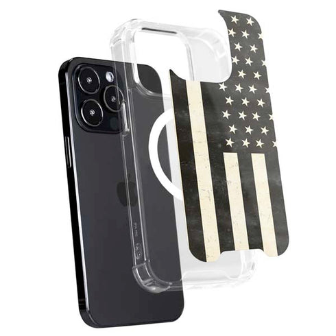 Black & White USA Flag iPhone 15 Pro MagSafe Case
