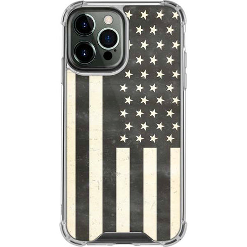 Black & White USA Flag iPhone 14 Pro Max Clear Case