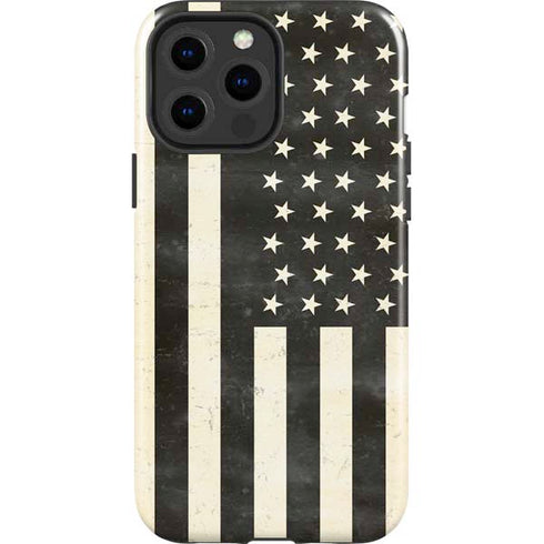 Black & White USA Flag iPhone 15 Pro Max Impact Case