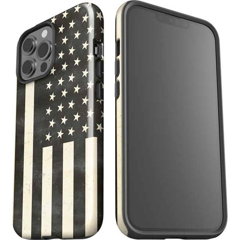 Black & White USA Flag iPhone 15 Pro Max Impact Case