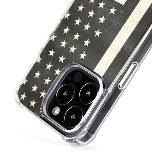 Black & White USA Flag iPhone 15 Pro Max MagSafe Case