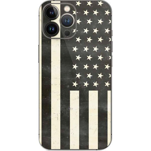 Black & White USA Flag iPhone 14 Pro Max Skin