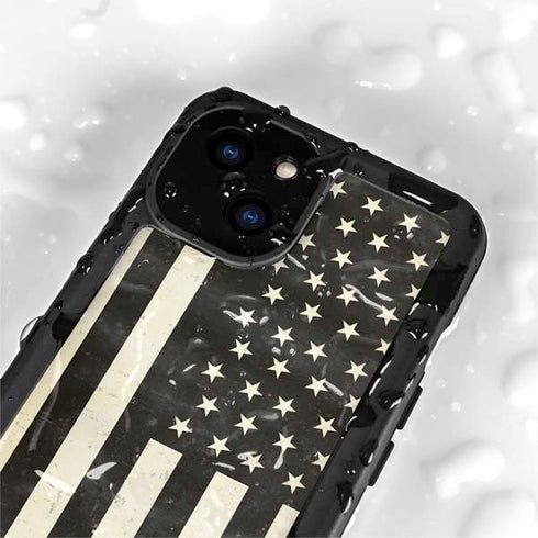 Black & White USA Flag iPhone 15 Waterproof Case
