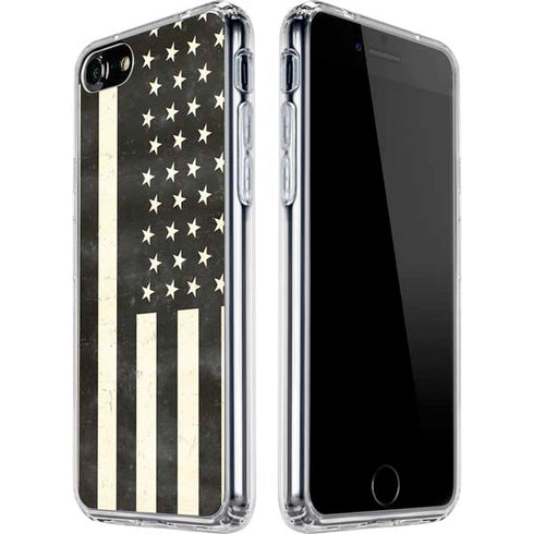 Black & White USA Flag iPhone SE (2nd & 3rd Gen) Clear Case
