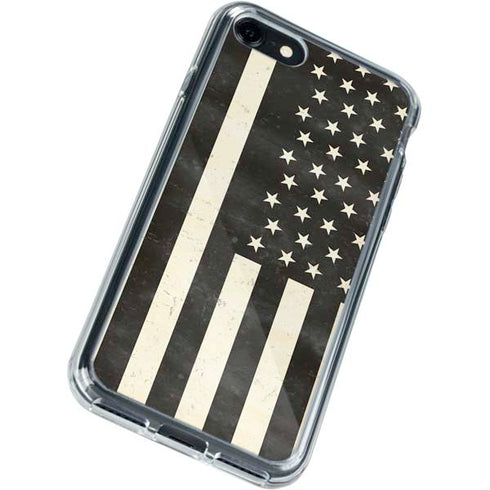 Black & White USA Flag iPhone SE (2nd & 3rd Gen) Clear Case